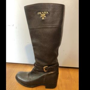 Prada Riding Boots 37.5 / 7.5 - Dark Brown